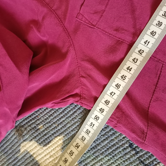 RM Williams Blouse Size 10 Magenta Silk Long Sleeve Button Up Collared Western - Picture 11 of 12